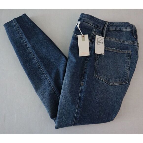 Good American Women's Sz 2/26 Blue Good Classic Raw Edge Ankle Jeans - Picture 8 of 10